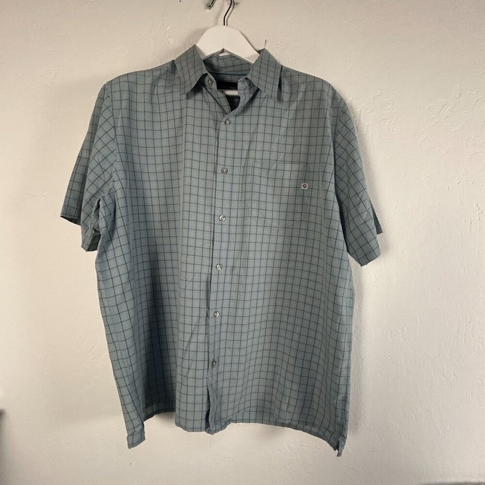 Marmot Men Short-Sleeve Plaid Button-Up Shirt XL Blue Lightweight Casual Outdoor